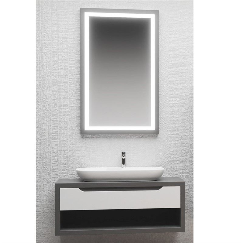 Emart Mira Fürdőszoba mosdókagylóval és tükörrel 100 cm - Antracit #356724