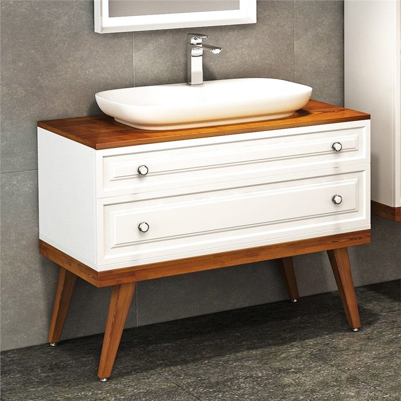 Emart Viola Bathroom Cabinet 100 cm - White- Walnut #356715