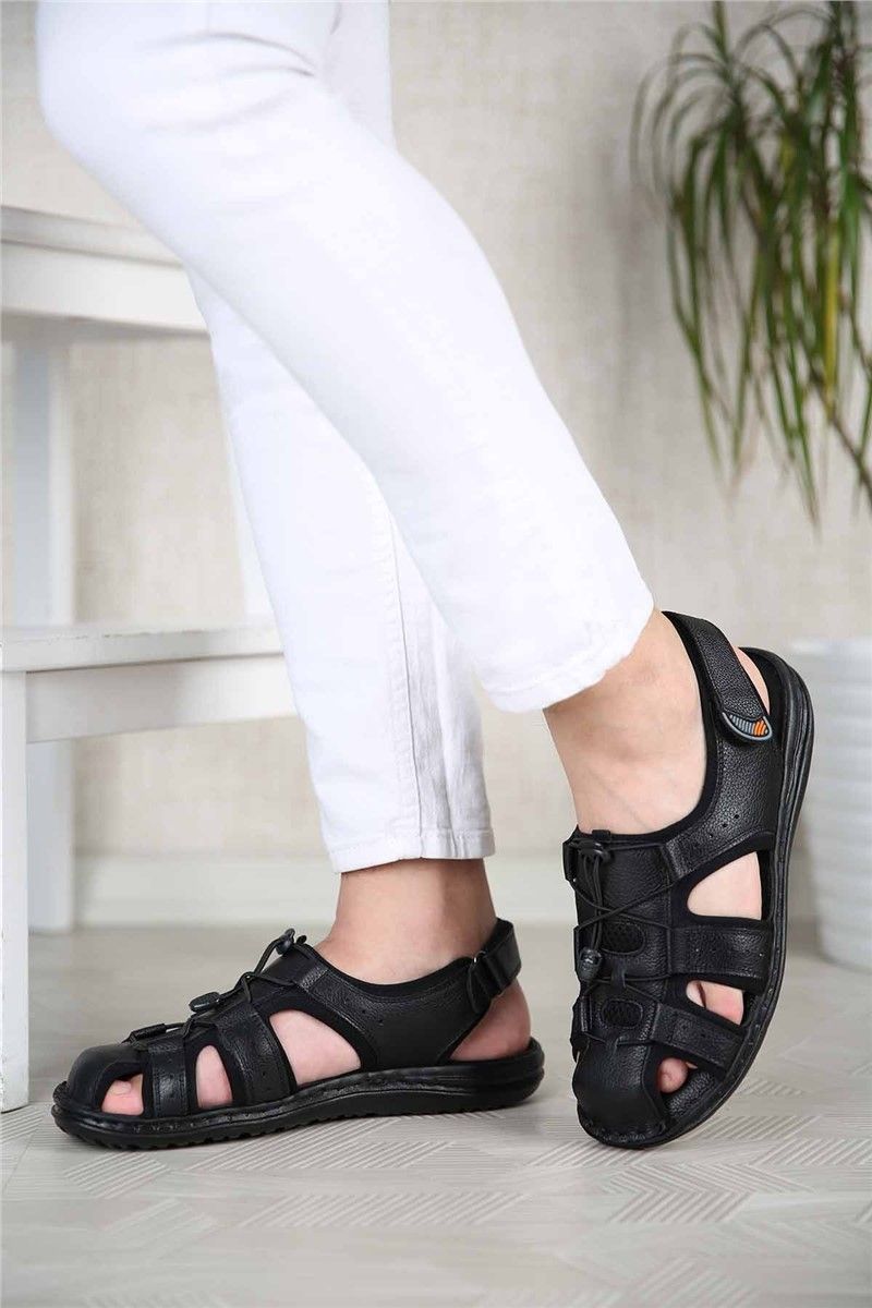 Men's Leather Sandals - Black #301122