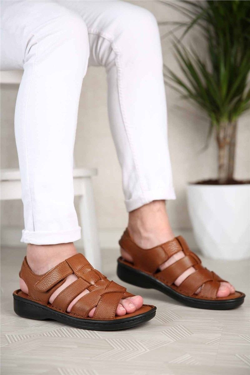 Men's Leather Sandals - Brown #300971