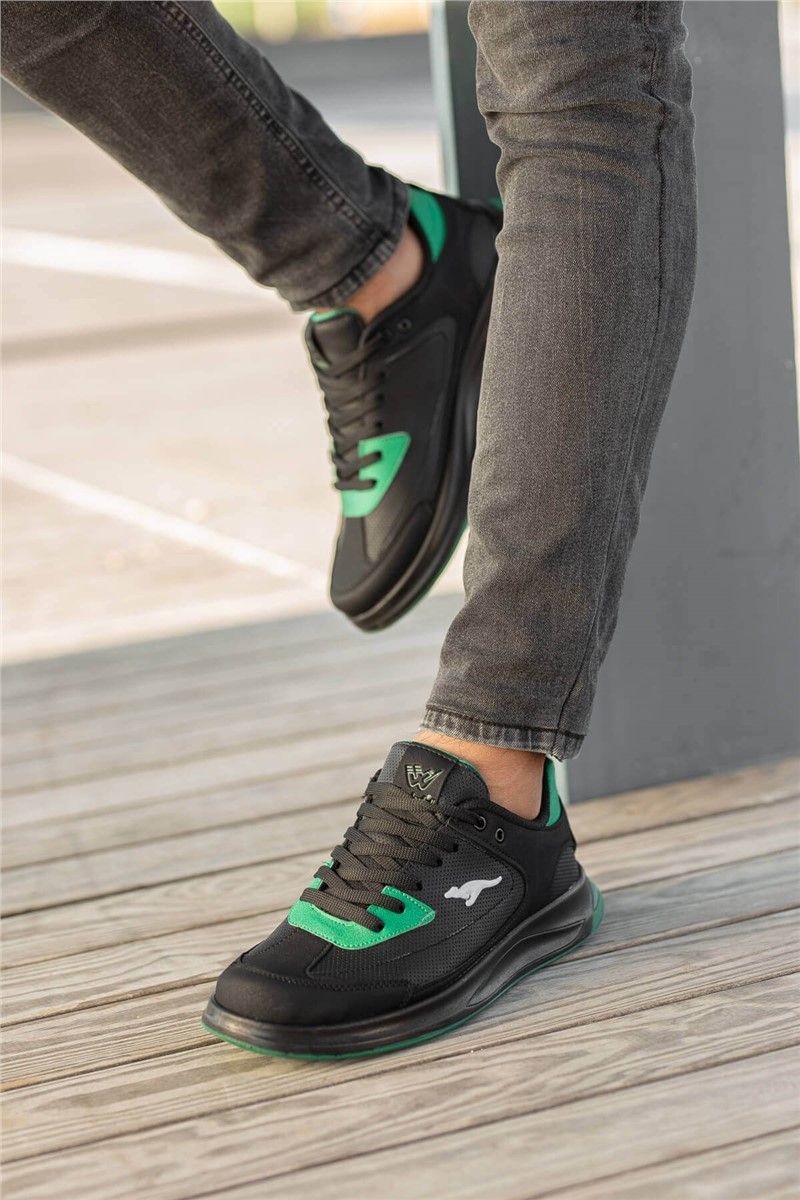 Men's Sports Shoes - Black with Green #358814
