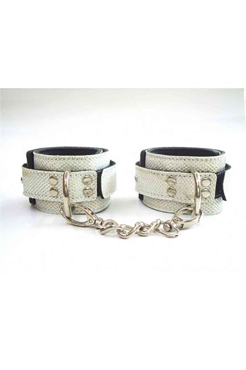Erotic leather handcuffs - White # 309732