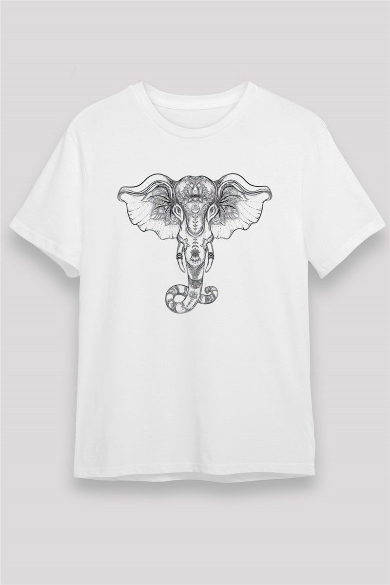 Unisex Print T-Shirt - White #373466