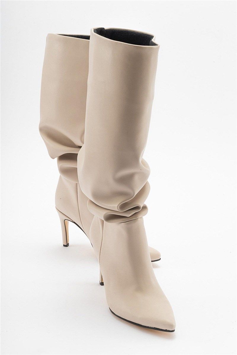 Women's Heeled Boots - Beige #410754