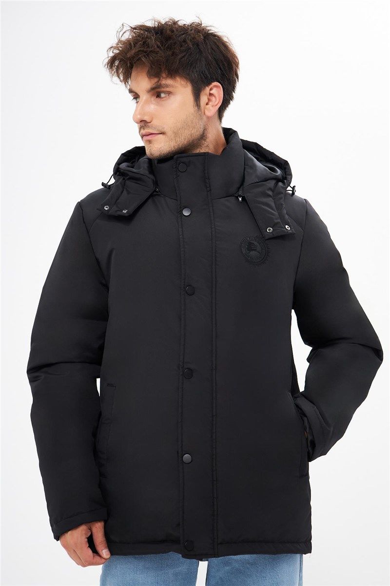 Muška vodootporna jakna otporna na vjetar s kapuljačom koja se skida - crna #410451