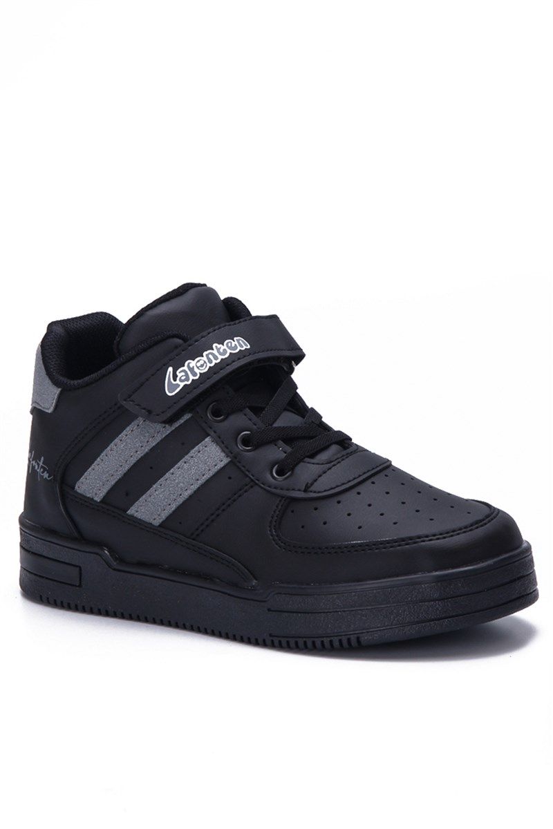 Kids Velcro Sports Shoes EZ716 - Black with Smoke Gray #394132