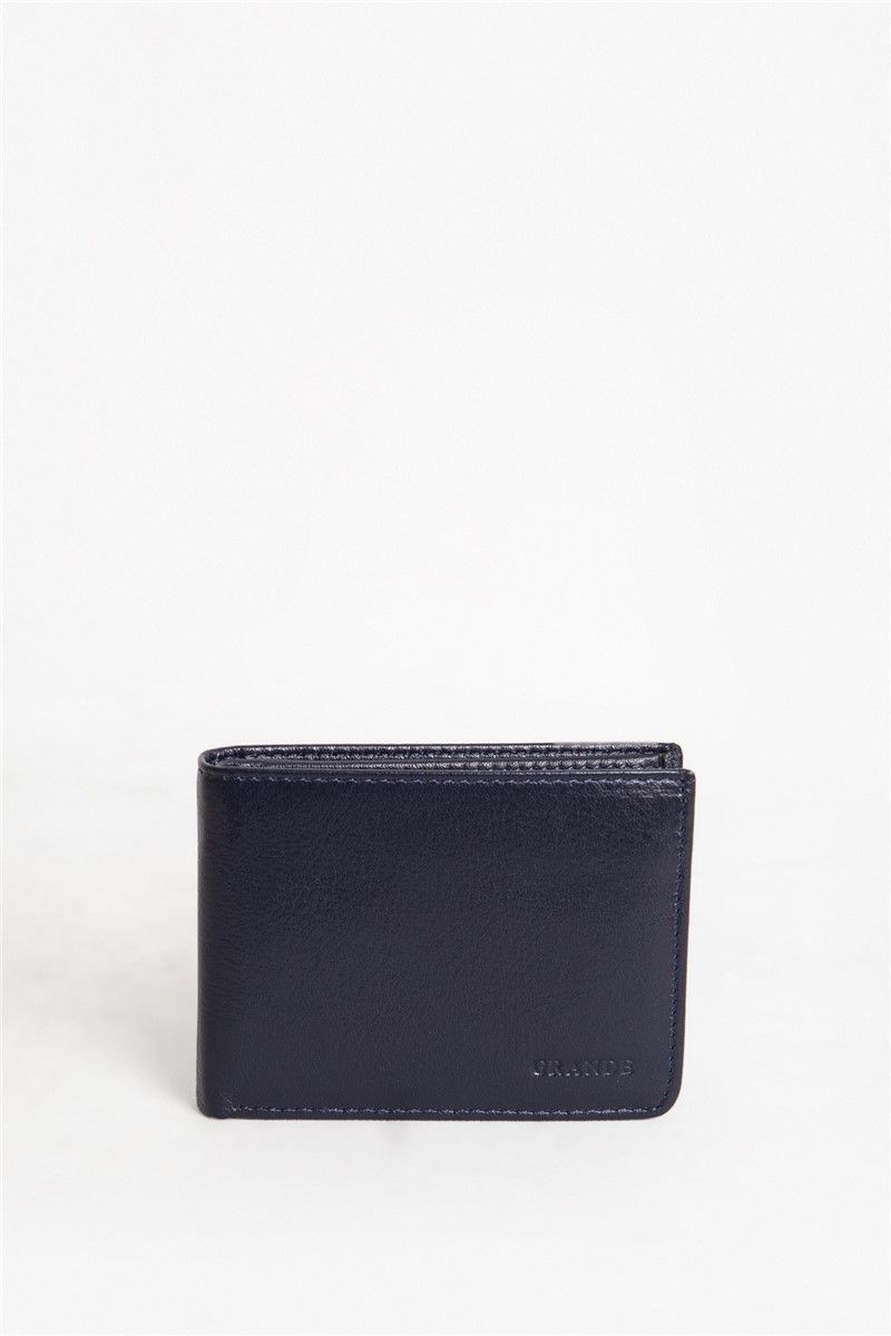 Men's Genuine Leather Wallet 1404 - Dark Blue #366203