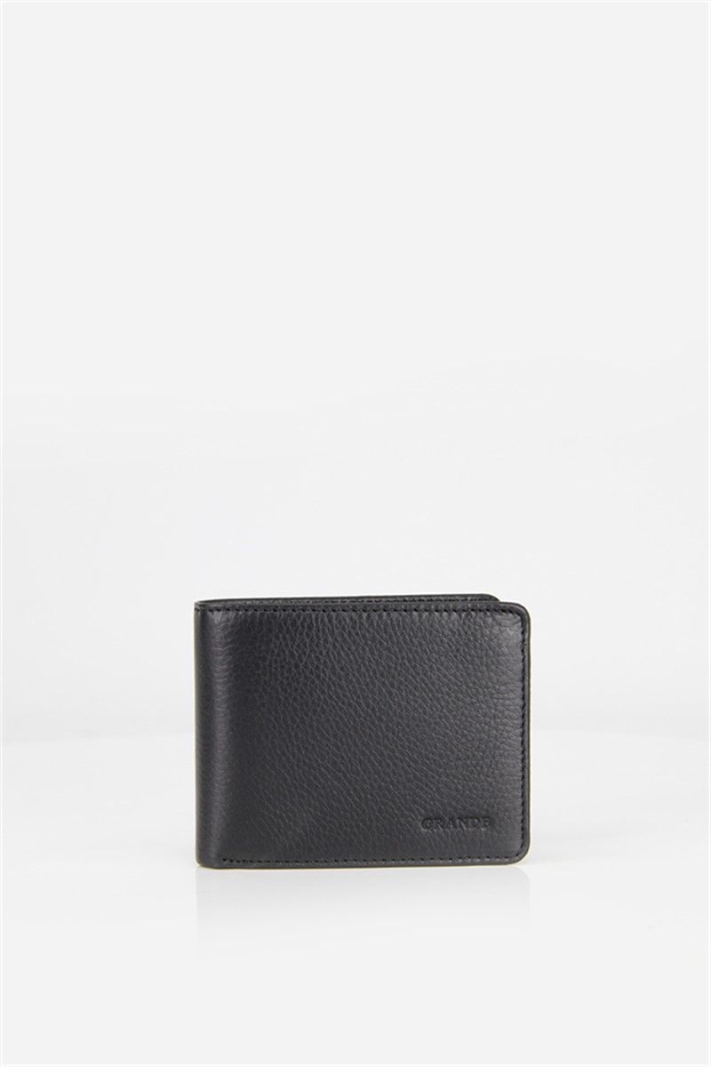Men's leather wallet 1504 - Black #333984