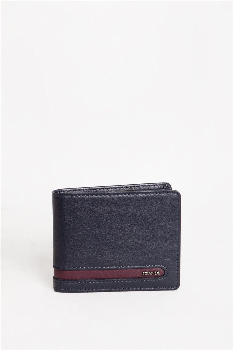 Men's Genuine Leather Wallet 1510 - Dark Blue #366208