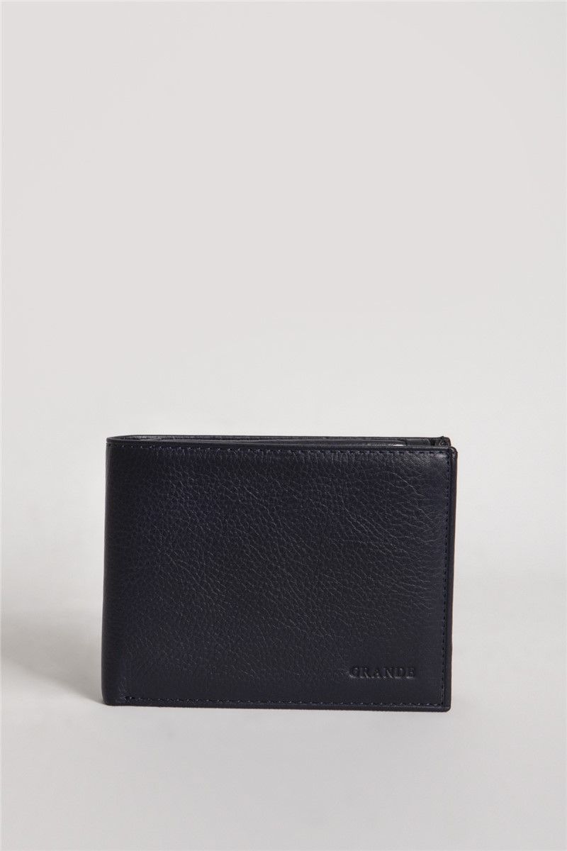 Men's Genuine Leather Wallet 1530 - Dark Blue #333995