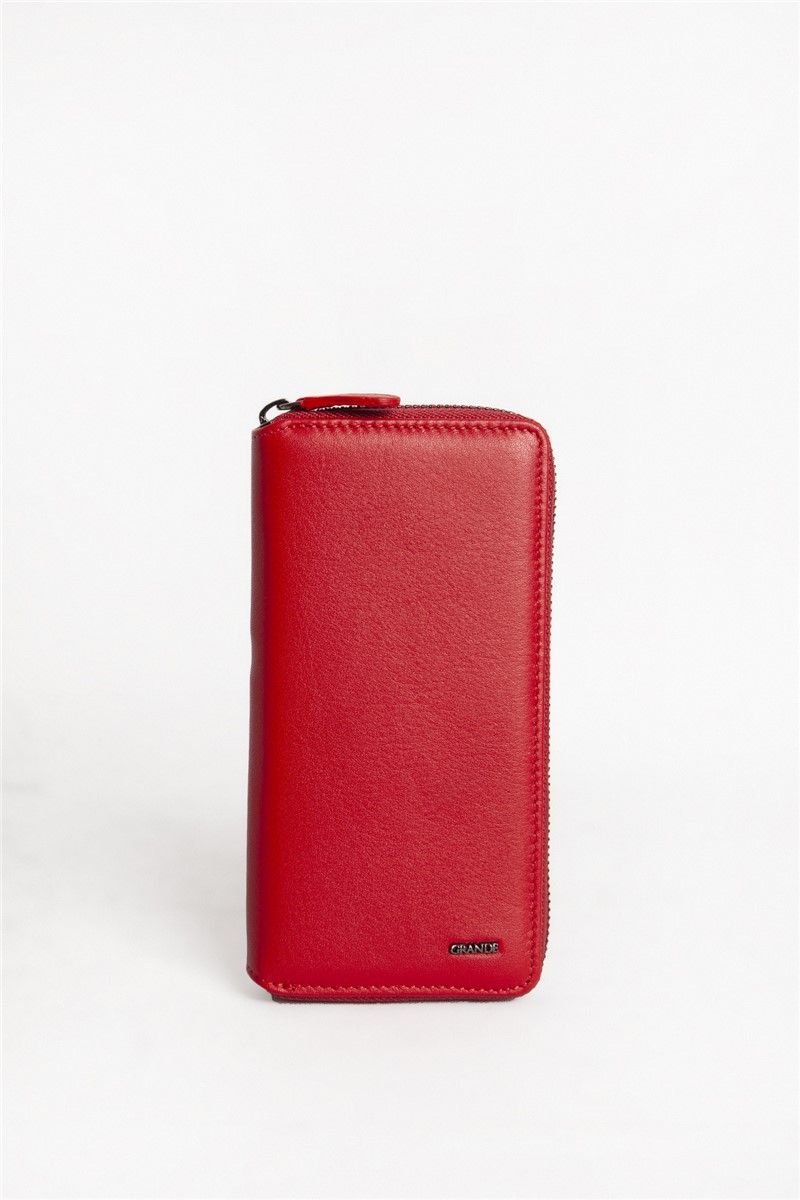 Мъжко правоъгълно портмоне от естествена кожа 1780 - Червено #366193