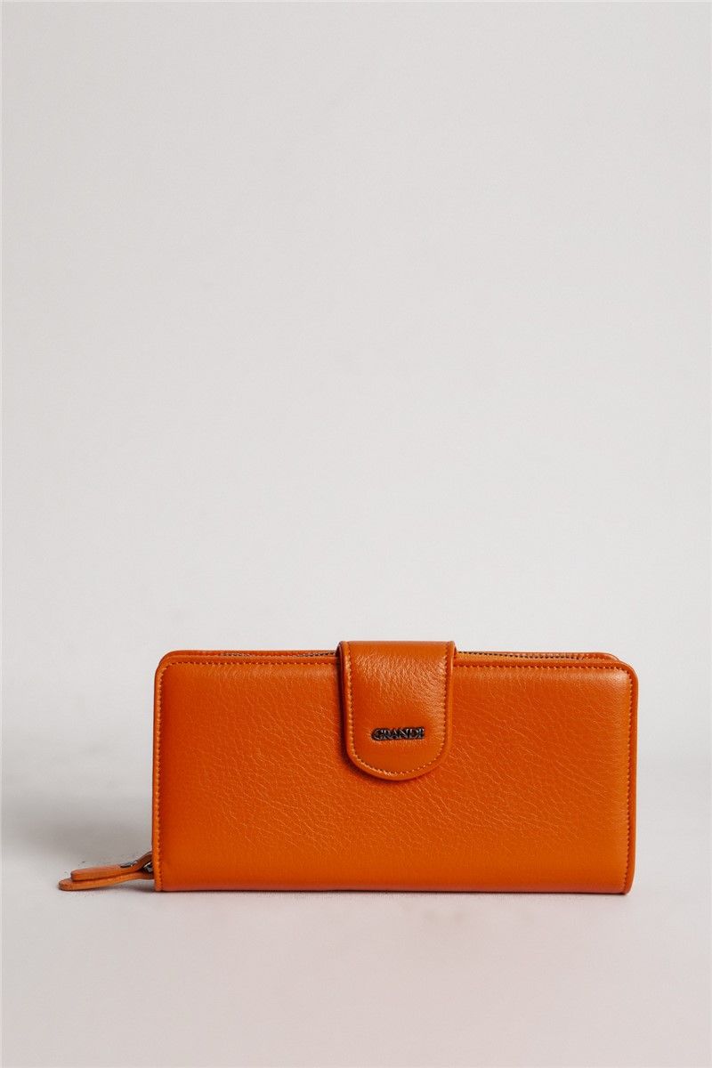 Genuine Leather Women's Purse 2723 - Orange #334644