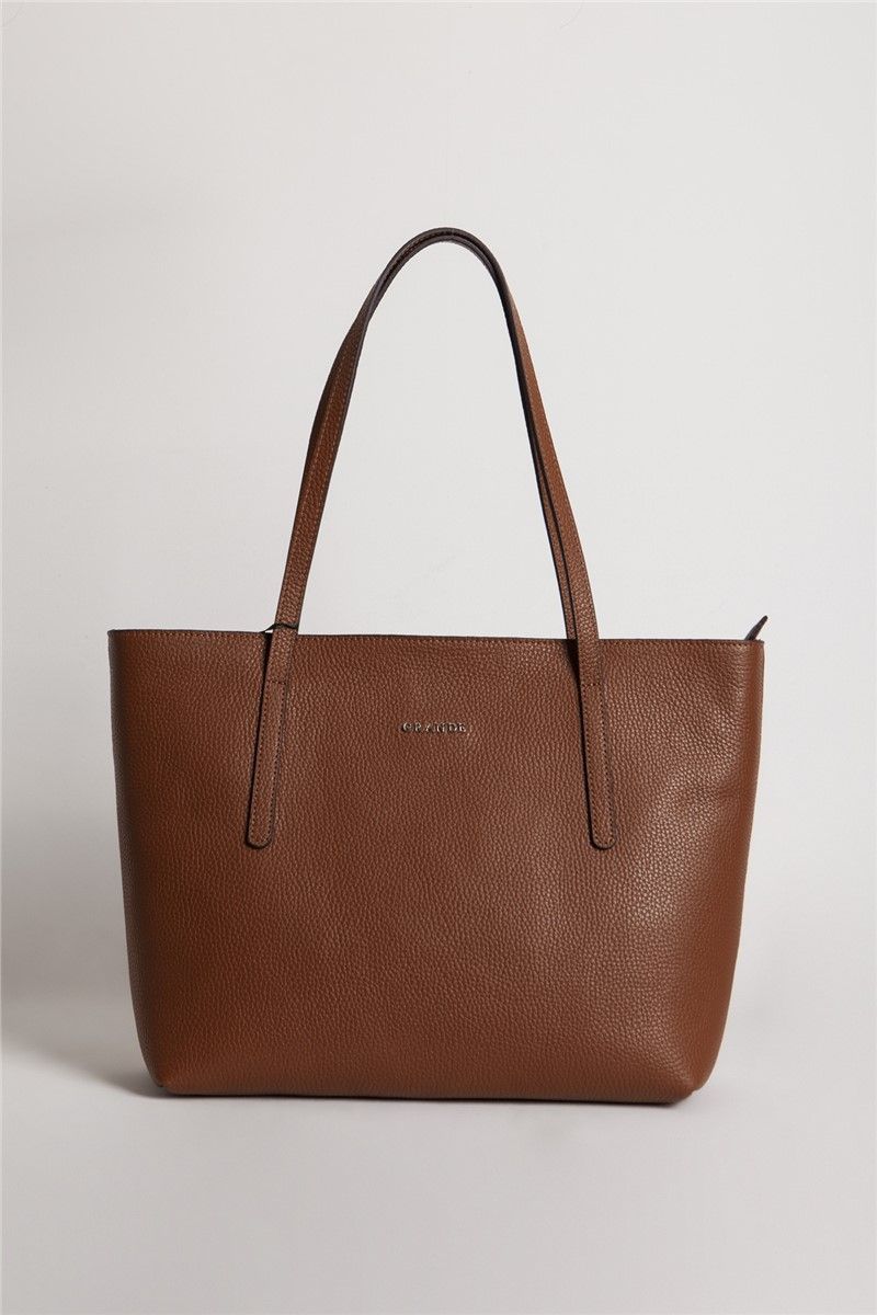 Genuine leather handbag 9008 - Taba #334697