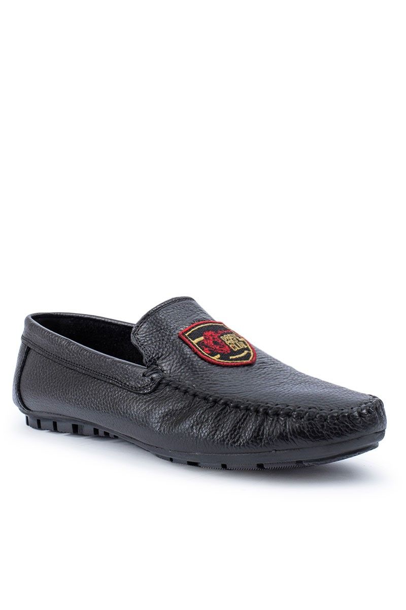 GPC POLO Men's genuine leather moccasins - Black 20230321081