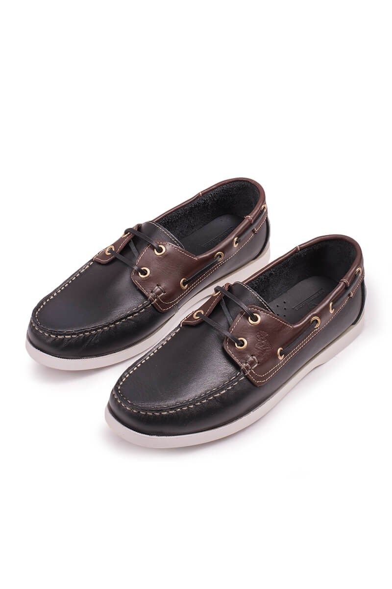 GPC POLO Мъжки обувки от естествена кожа - Черни с Кафяв 20210835379