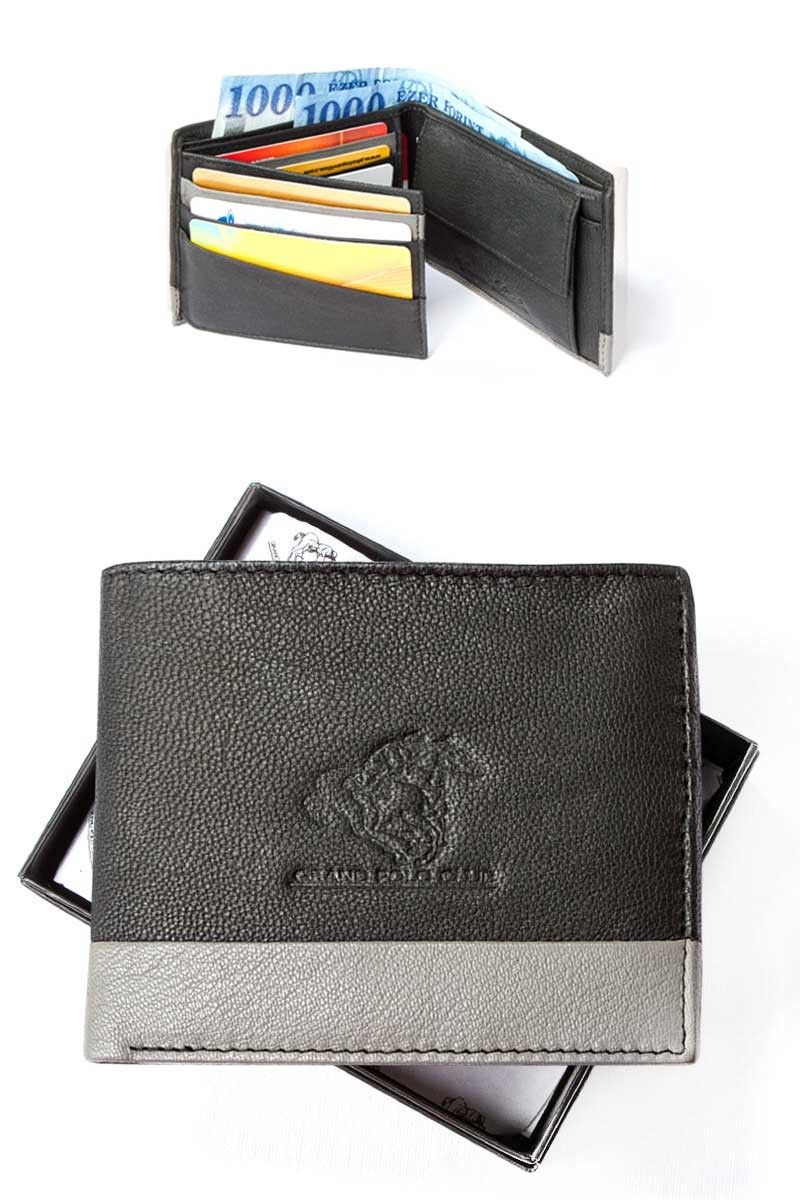 GPC Men's Natural Buffalo Leather Wallet - Black, Grey #9979190