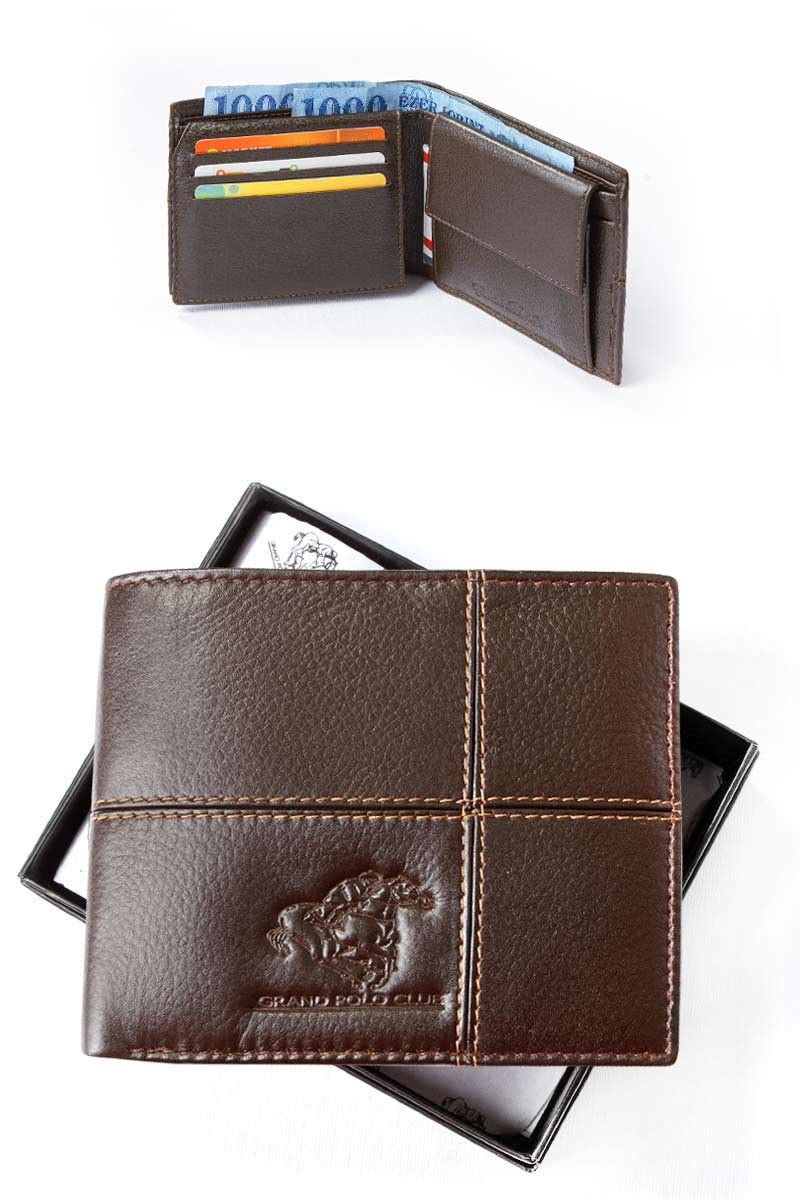 GPC Men's Natural Buffalo Leather Wallet - Dark Brown #9979187