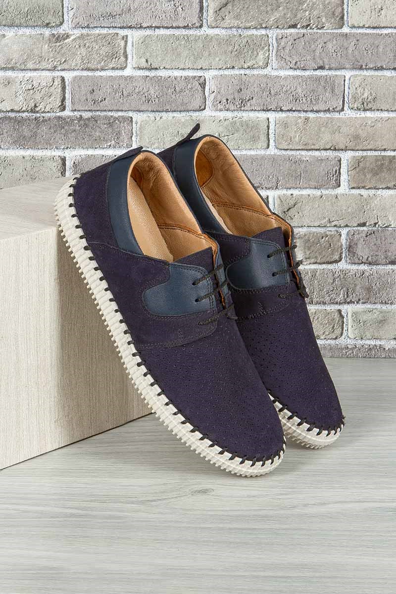 GPC POLO  Męskie buty - nubuk 1408 ciemnoniebieskie 9979137