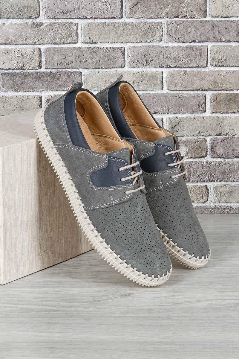 GPC POLO  Męskie buty - nubuk 1408 szary 9979138