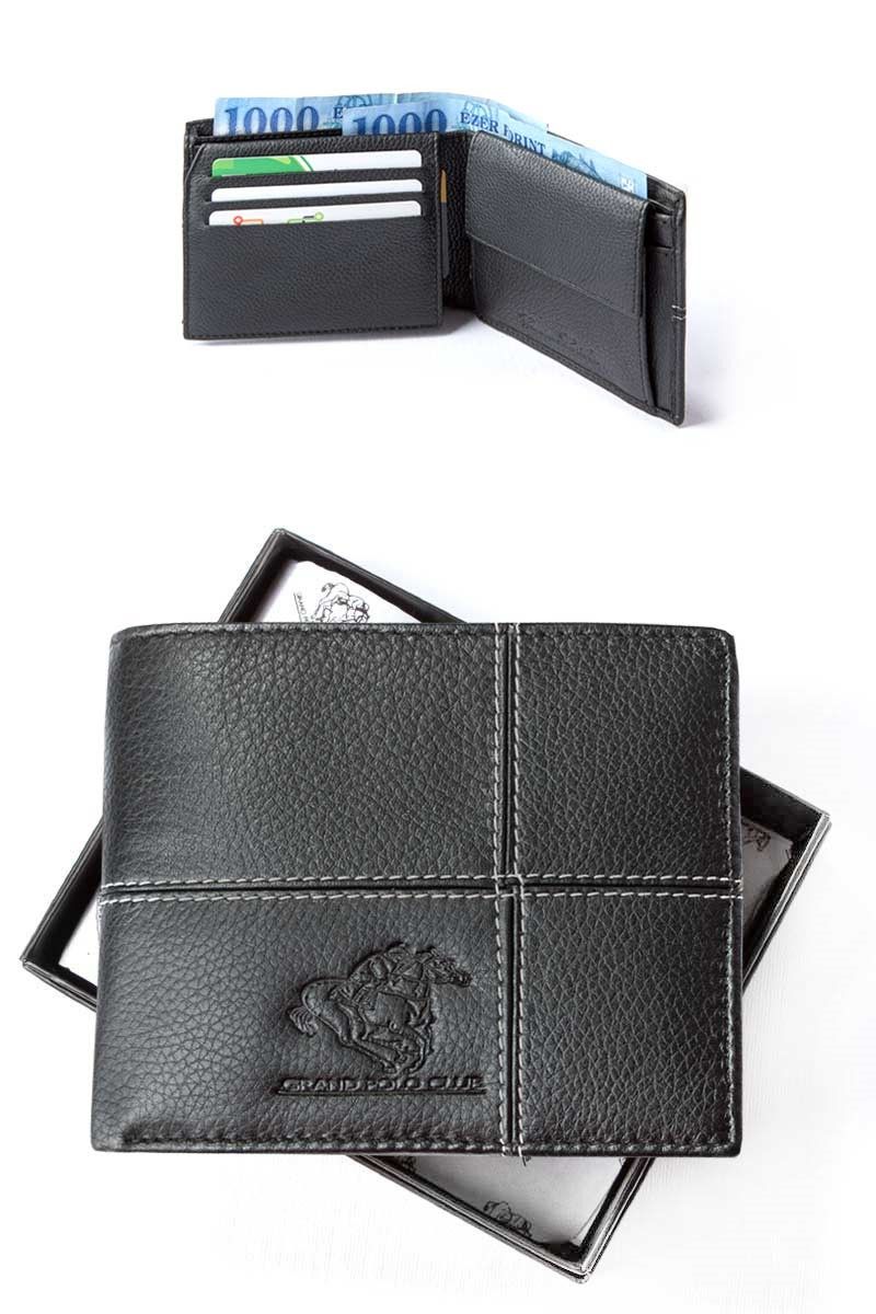 GPC Men's Natural Buffalo Leather Wallet - Black #9979153