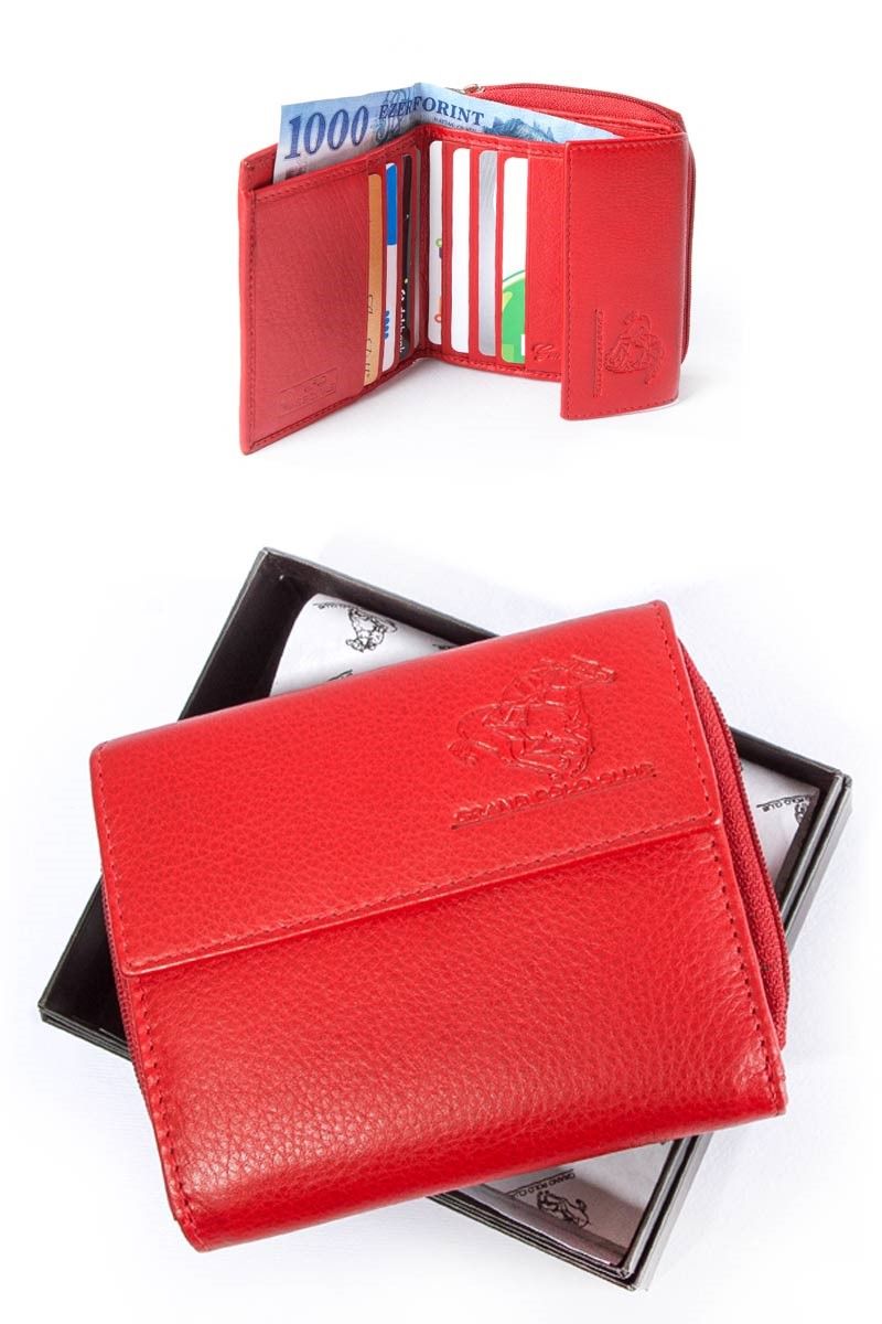 GPC Women's Natural Buffalo Skin Leather Wallet - Red #9979182
