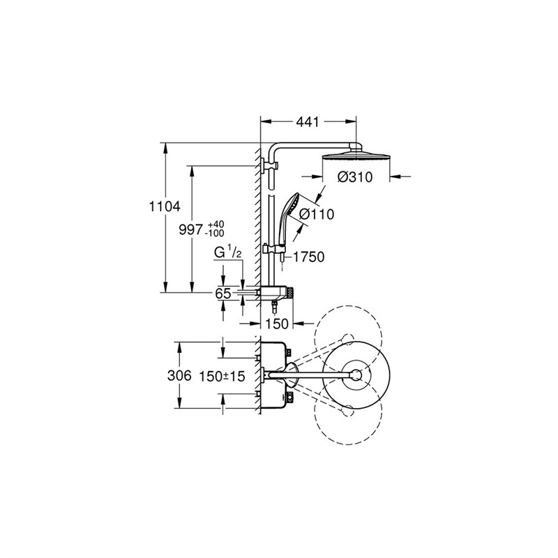 Euromart Grohe Euphoria SmartControl 310 Duo Thermostatic Faucet Shower Column 338770