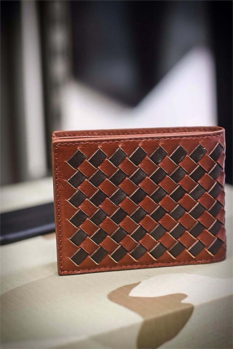 GUARD Tan Knitting Detailed Leather Wallet GRD878 # 285798