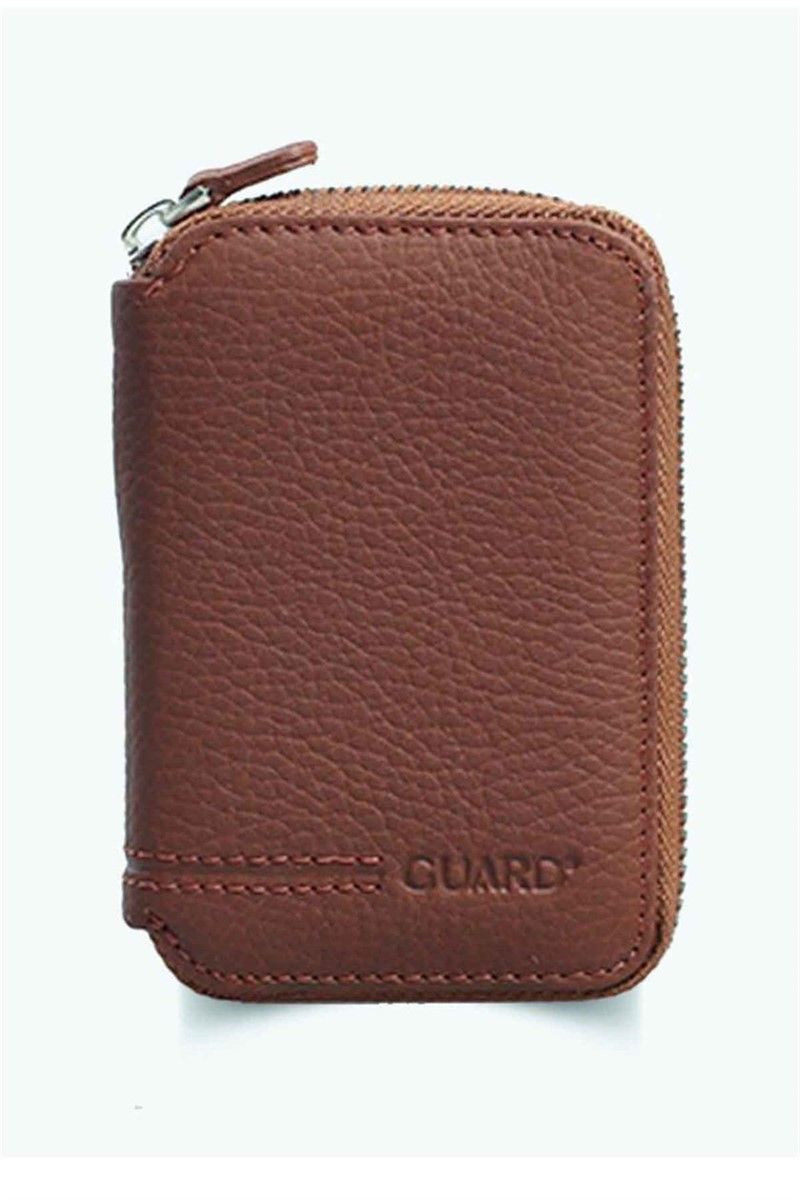 GUARD Tan Zipper Detailed Leather Wallet GRD796 # 287926