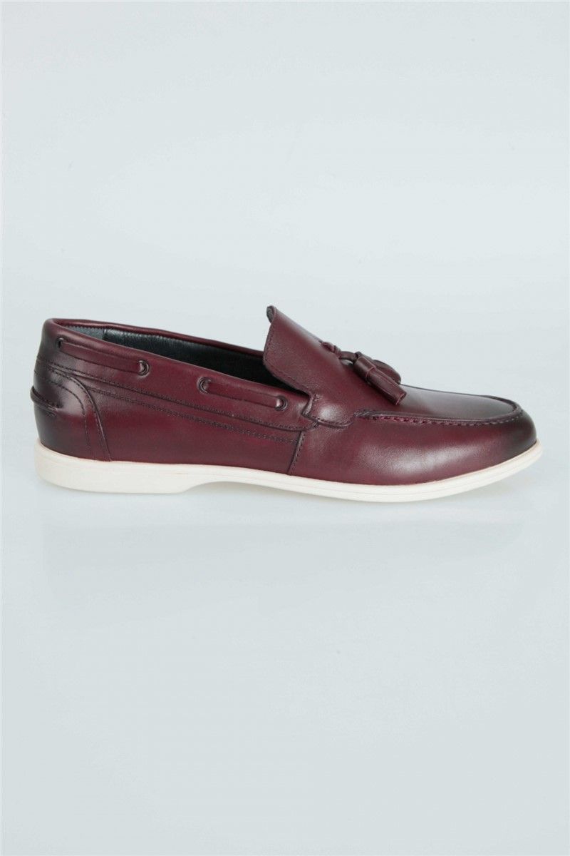 Centone Men's Tassel Loafer with Stiched Cutout Counter - Bordeaux #268841