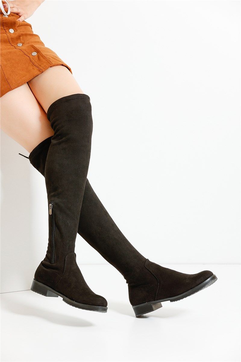 Women's Suede Boots STÇ01 - Black #403892