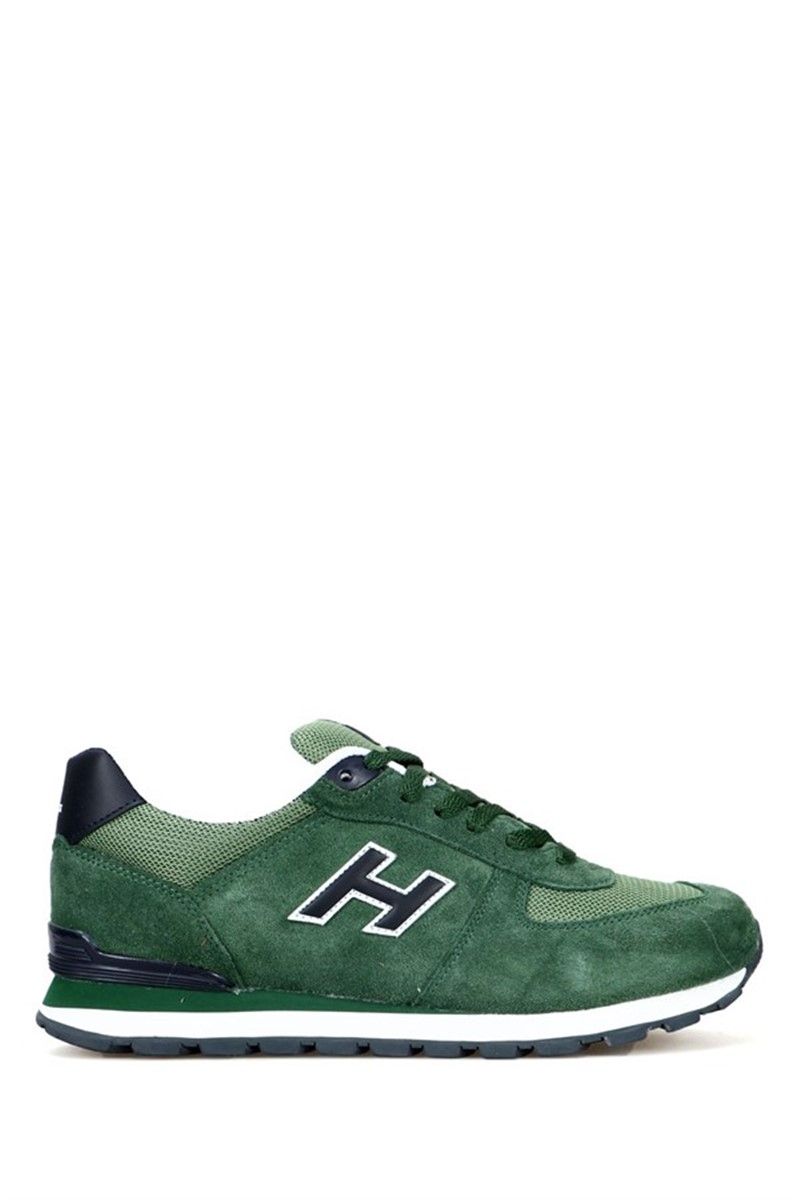Hammer Jack Men's Genuine Leather Sports Shoes - Dark Green #368448