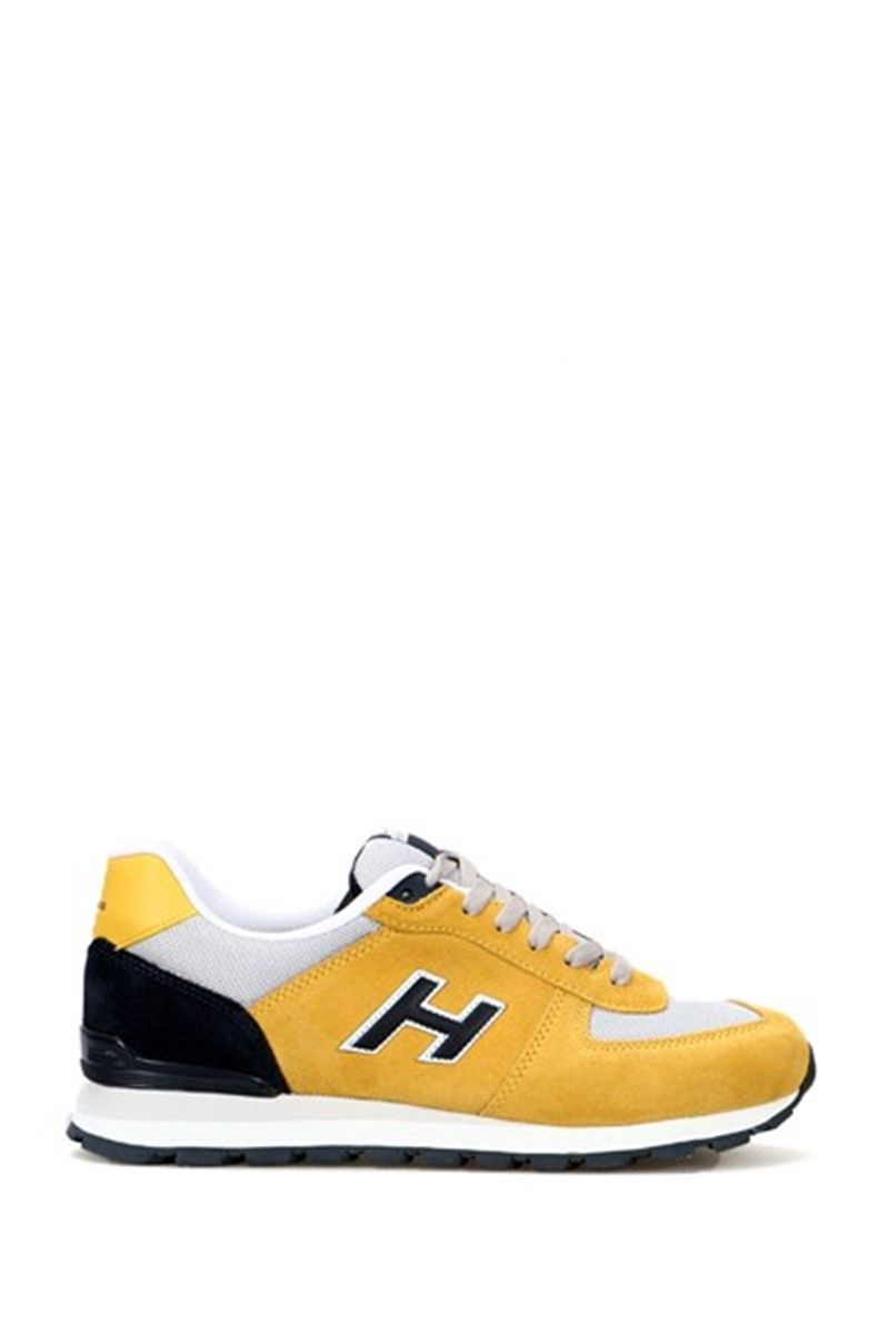 Hammer Jack Men's Genuine Leather Sports Shoes - Blue-Mustard #368506