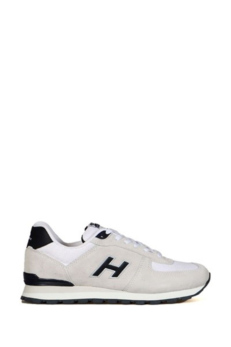 Hammer Jack Men's Genuine Leather Sports Shoes - White with Navy Blue #368500