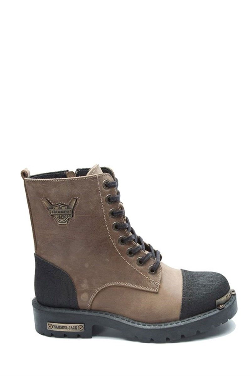 Hammer Jack Women's Genuine Leather Boots - Beige-Black #368085