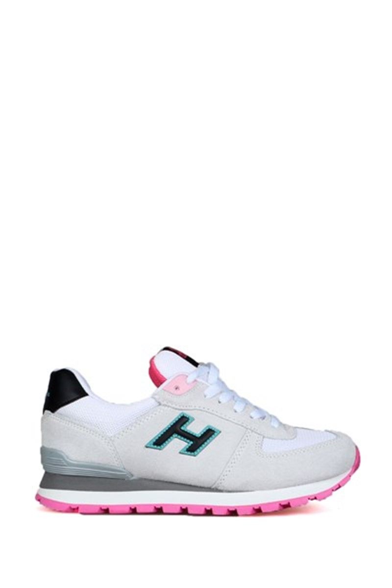Hammer Jack Women's Genuine Leather Sports Shoes - White with Pink #368482