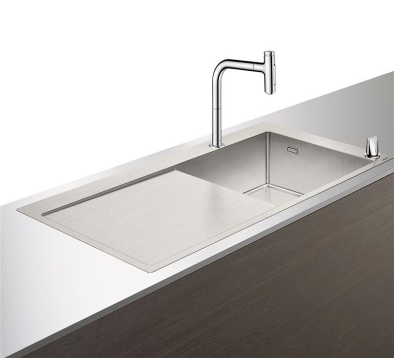 Hansgrohe Countertop Steel Kitchen Sink - Chrome #343892