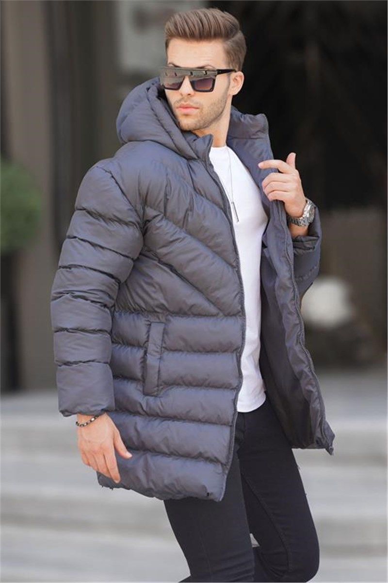 Muška jakna s kapuljačom 6803 - siva #395357