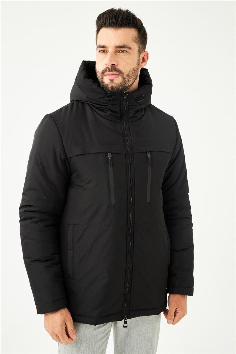 Men's Waterproof Windproof Hooded Jacket RGPA-200 - Black #408932