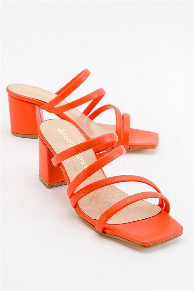 Women's Heeled Slippers - Orange #371281