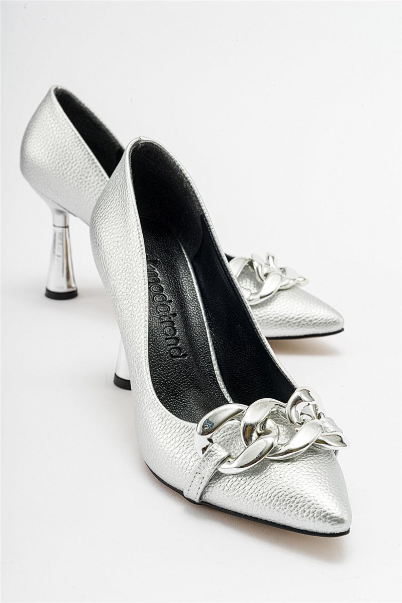 Ženske cipele na petu - srebrne #410989