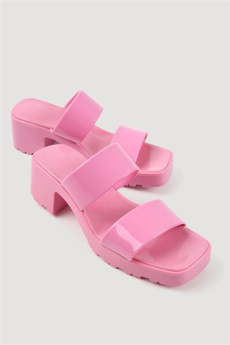 Women's slippers with heel - Pink #332057