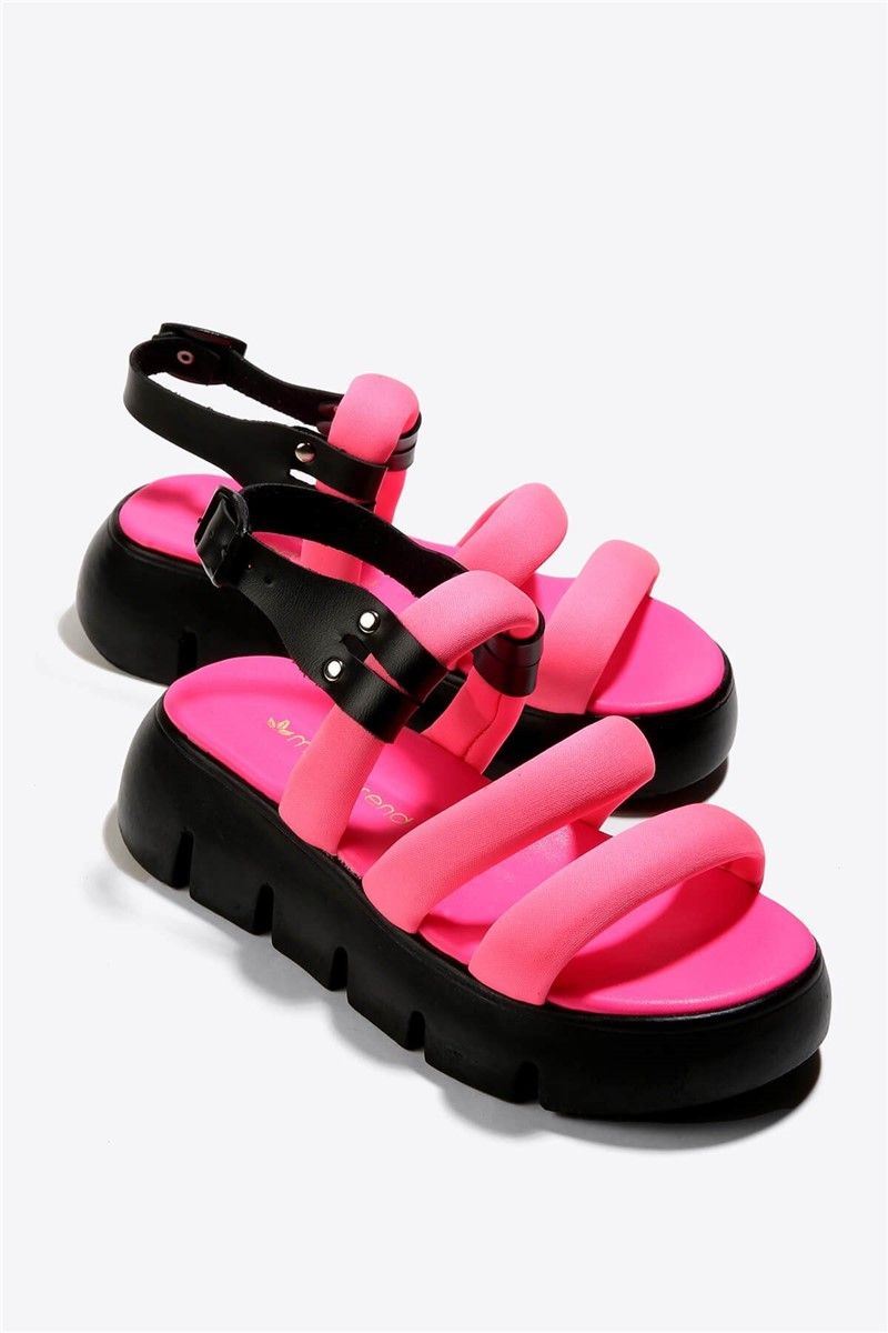 Ženske sandale s punim potplatom - Jarko roza # 333803