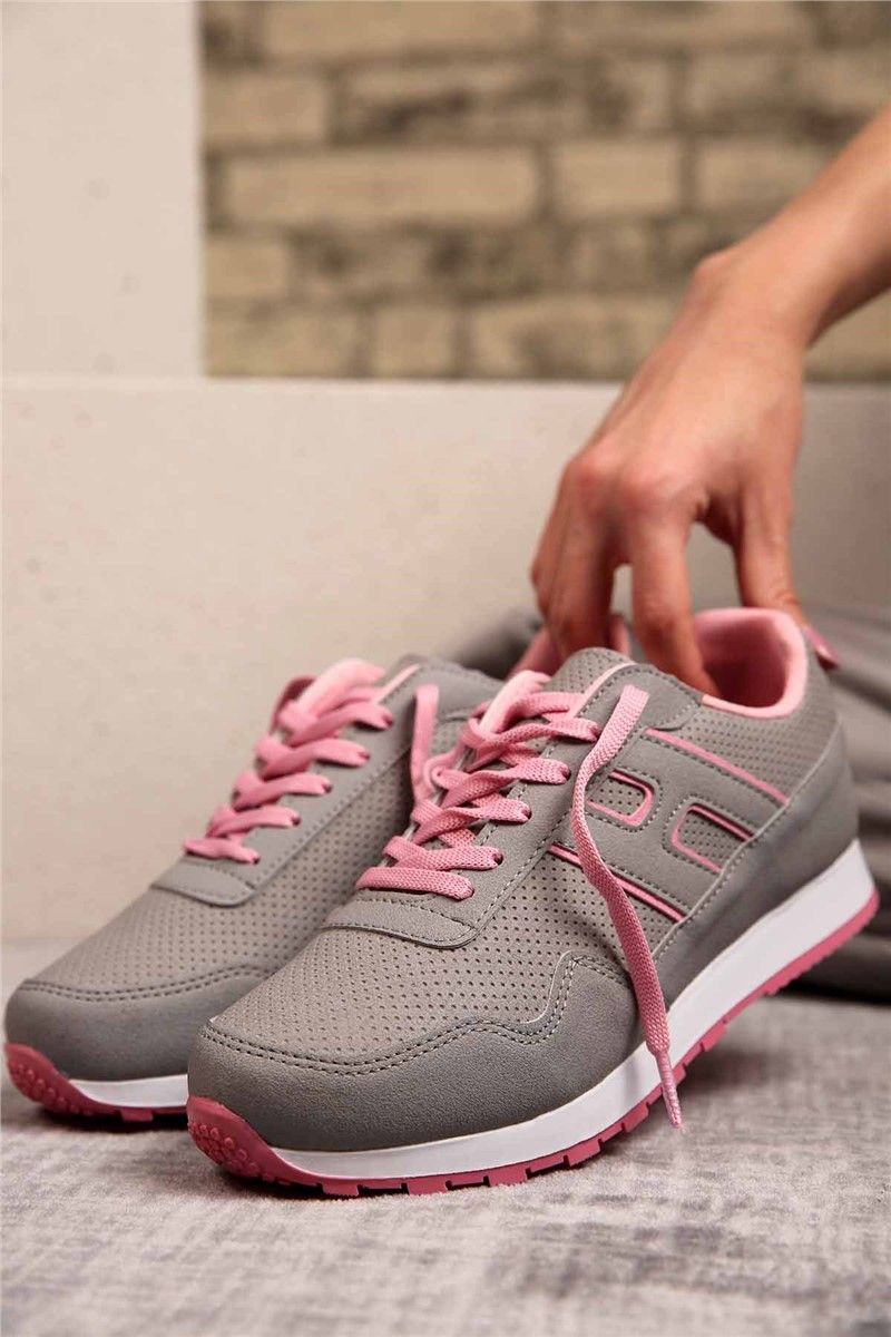 Women's Trainers - Light Grey, Pink #299613