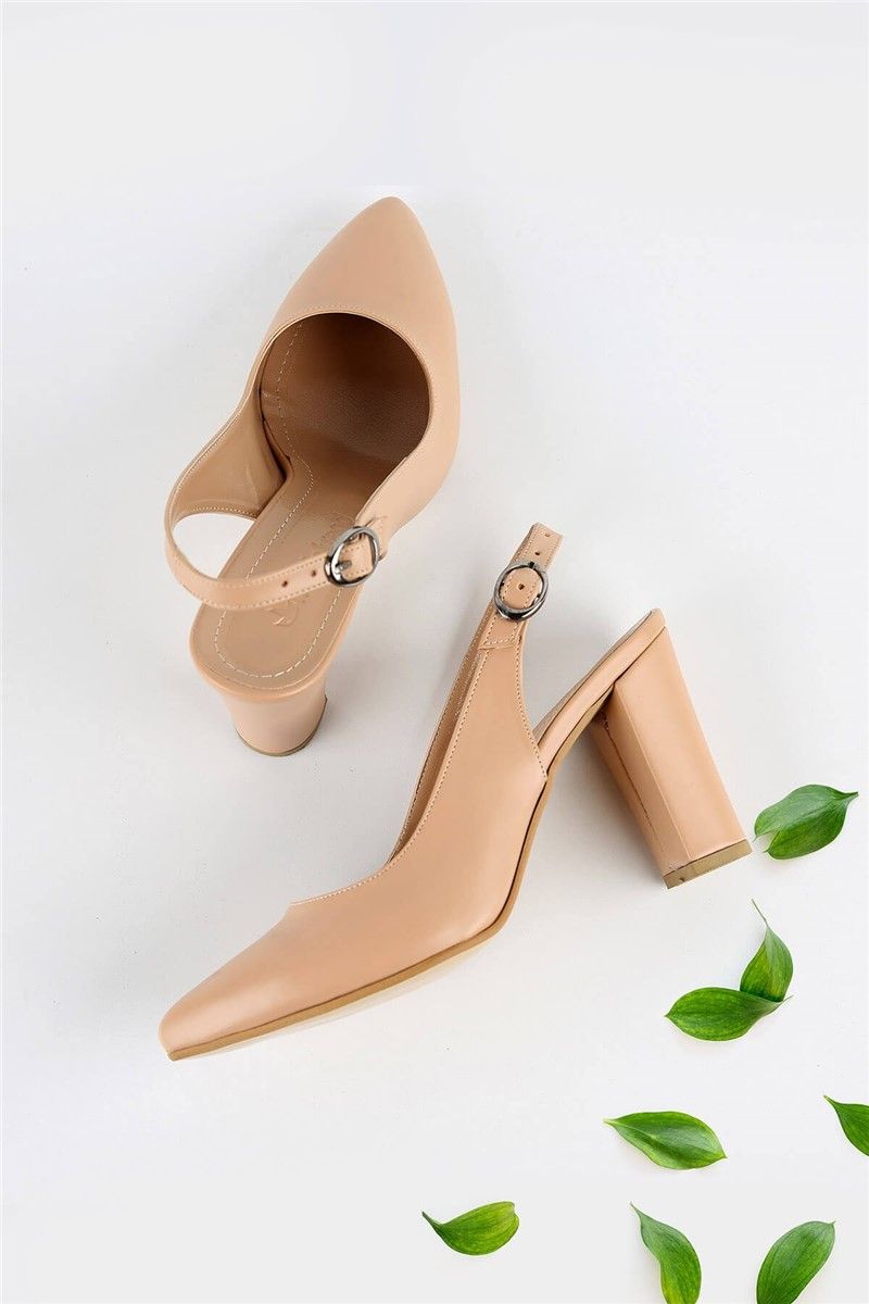 Women's shoes with heels - Beige #328346
