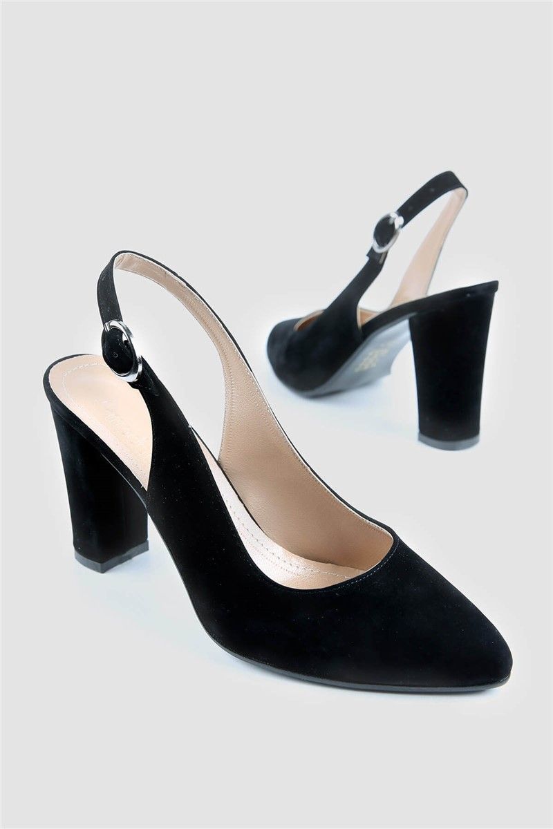 Women's elegant suede shoes - Black #328010