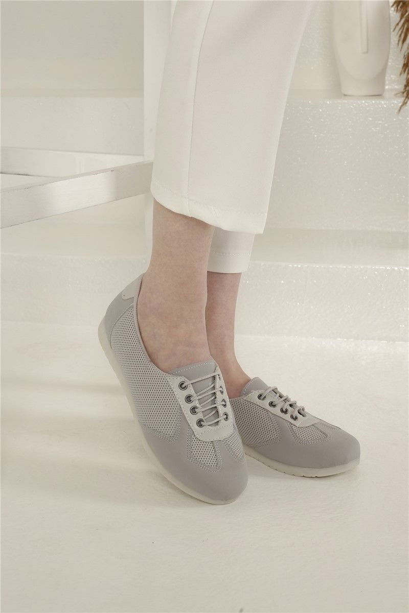 Women's casual suede shoes - Light gray #327930