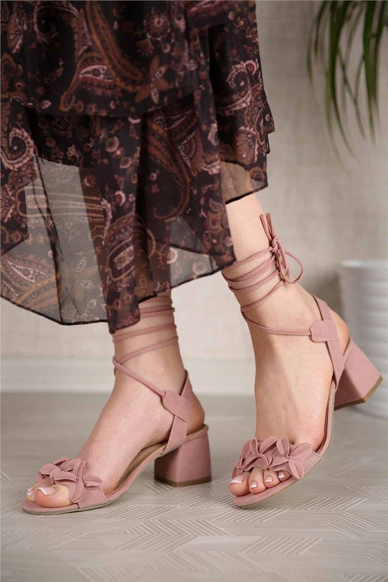 Women's sandals with heels - Powder 299937