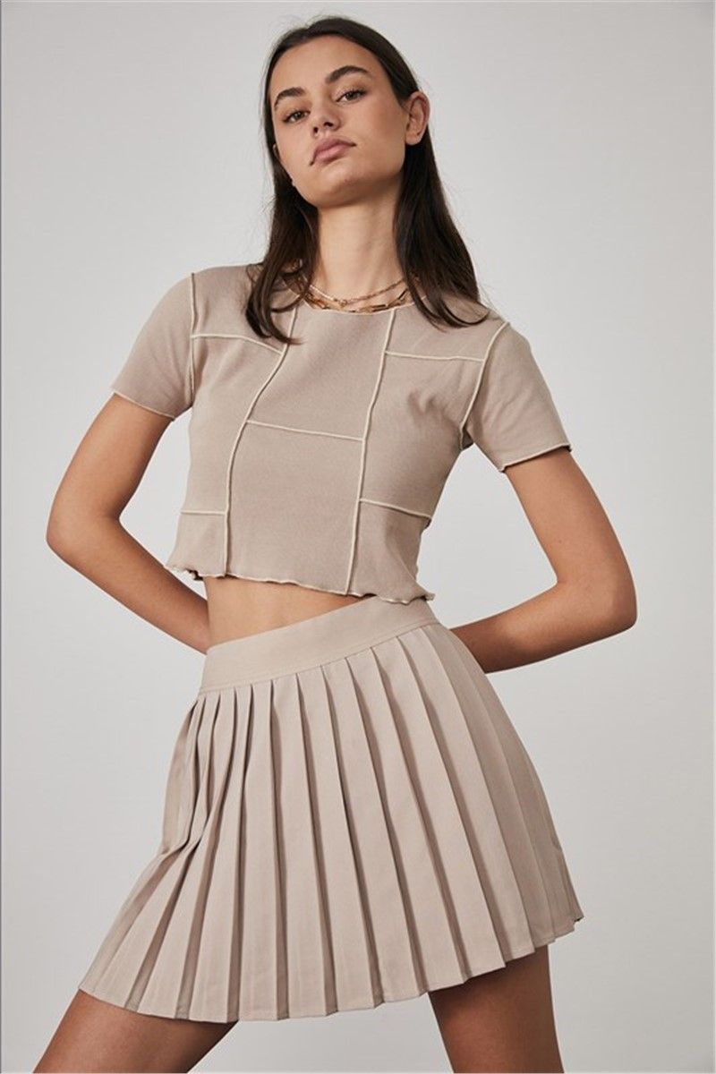 Women's pleated skirt - Beige #328290
