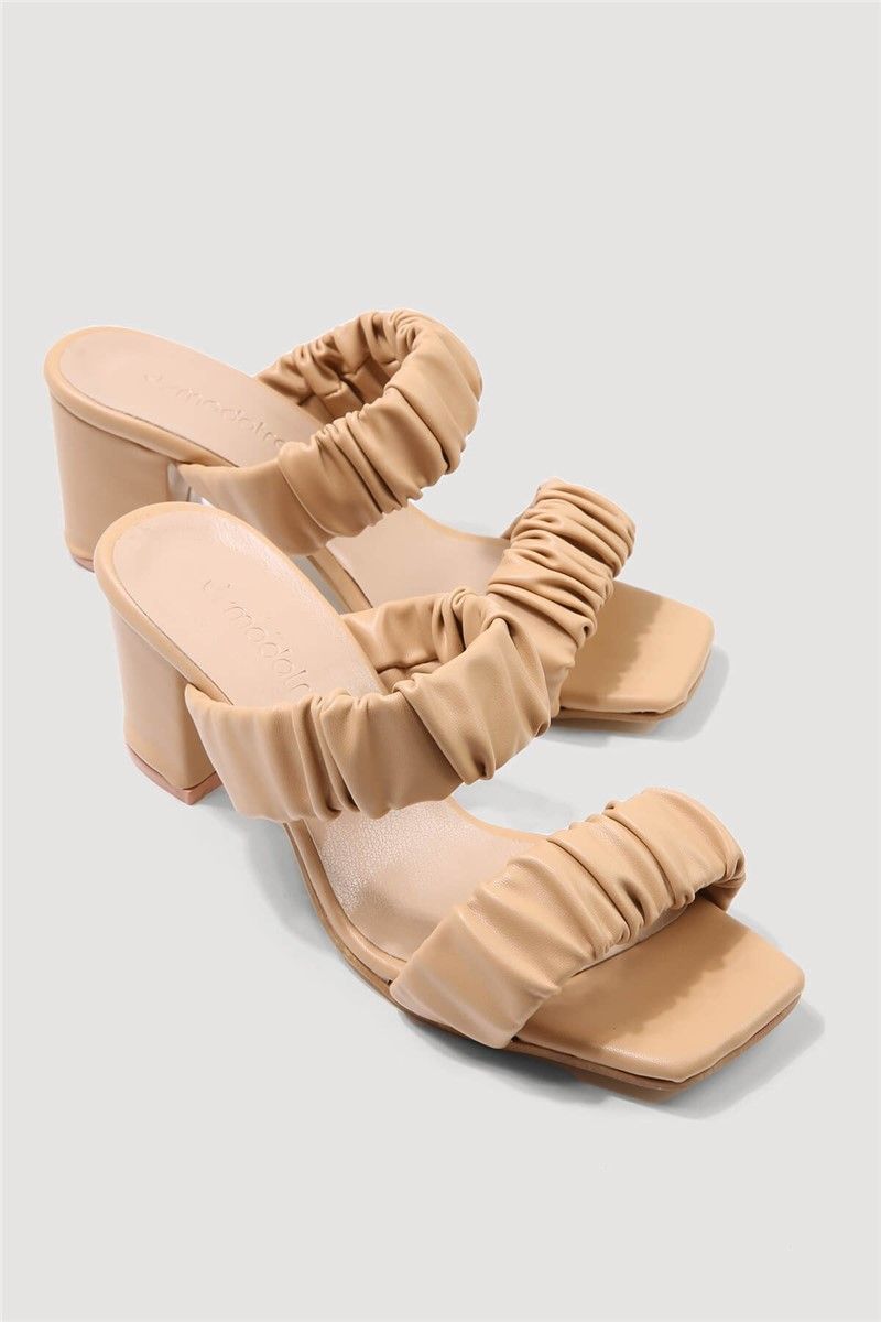 Women's slippers with heel - Beige #332260