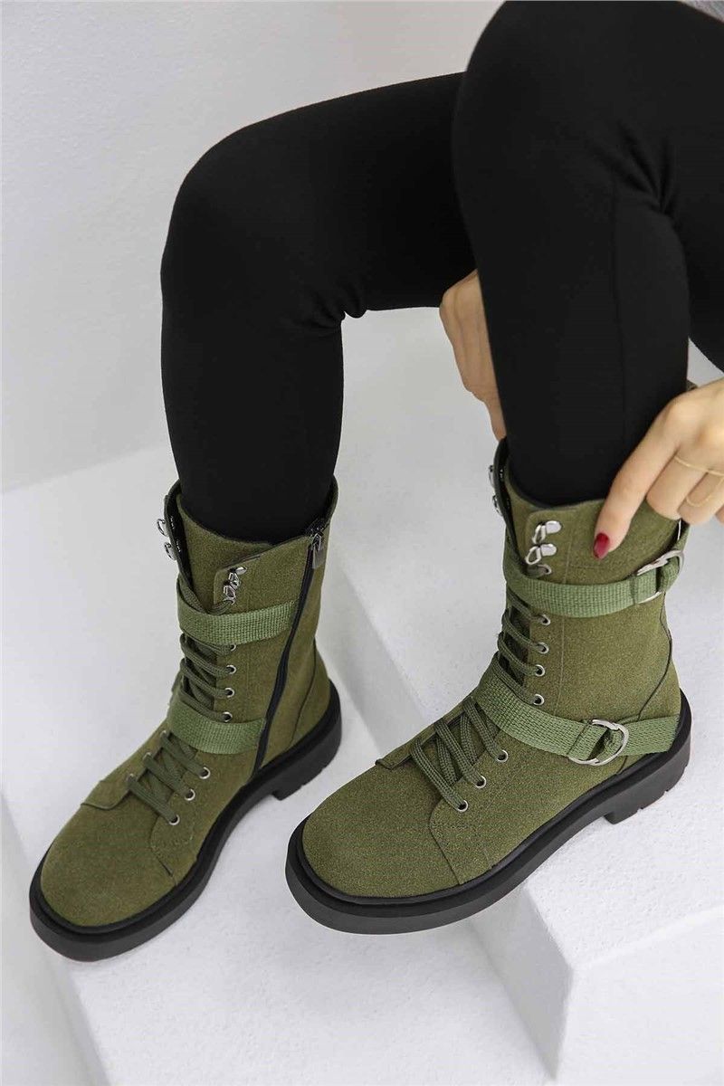 Women's suede boots - Khaki #321242